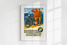 BMW Vintage Motorcycle Poster • Printable Wall Art