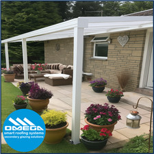 Aluminium Canopy Carport Lean-To Patio Cover - White - 7ft x 5ft - 2.1m x 1.5m