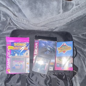 SEGA Game Gear Console Lot w/ AC Adapter, Carrying Case & Sonic Games