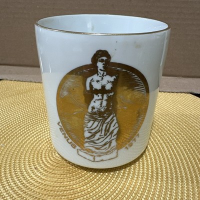 RARE VINTAGE 1977 KREWE OF VENUS GOLD TRIMMED CUP MUG MARDI GRAS NEW ORLEANS LA.