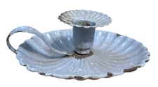 Antique Enamelware Chamberstick Graniteware Candle Holder