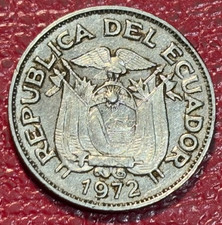 HIGH GRADE XF/AU DETAILS 1972 ECUADOR 20 CENTAVOS COIN-JUL683