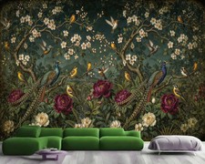 Chinoiserie Vintage Flowers Wallpaper Mural R...