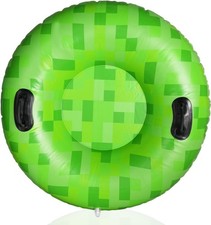 Pixel Snow Tube 40 Inch PVC Pixel Inflatable Snow Sled Kids  Adults Video Game