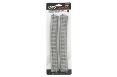 Kato HO Scale ~ Code 83 Unitrack Concrete Tie Large-Radius Curve ~ 4 Pcs ~ 2-331