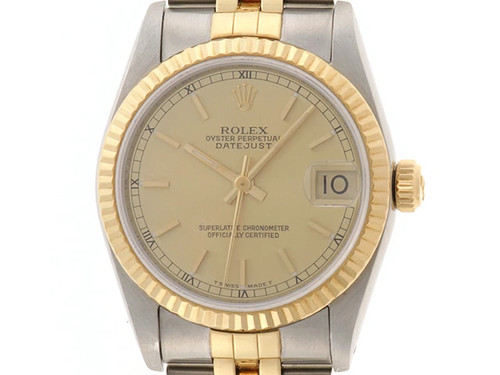 Rolex Datejust 68273 Stainless Steel / Yellow Gold 31mm Champa...