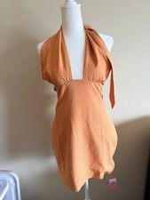 NWT Pretty Little Thing Plunge Backless Halter Mini Dress Sz 4