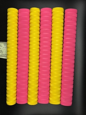 Enkay 6 Stück Pink + Gelb Ring Chevron Cricketschläger Griffe Top Pro Qualität