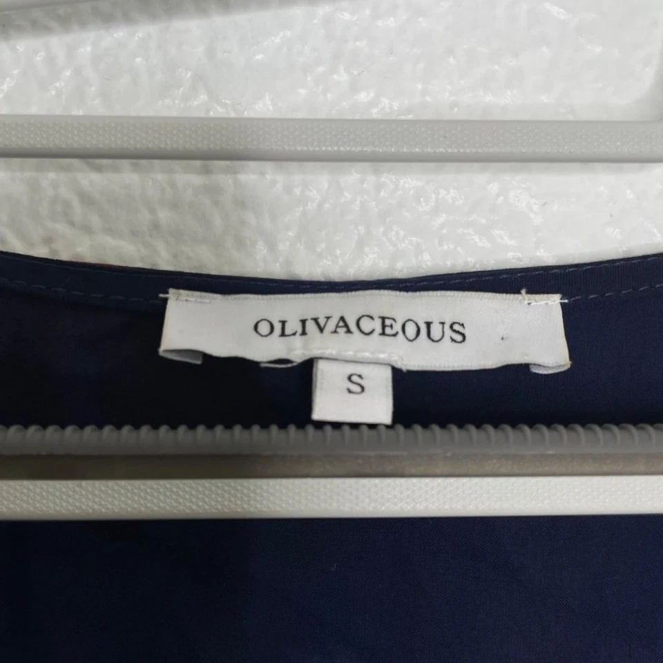 Olivaceous Womens Top Size S Blue Pink Striped Tie Dye 3/4 Sleeve Blouse - Image 3 of 4