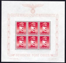1945 WWII Poland Unissued Hitler Birthday Sheet 24pf MNH Reproduction Stamp sv
