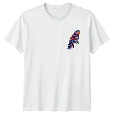 Lebendige Blumen Papagei Vögel Tiere Herren T-Shirt Damen Tee Grafik Unisex Top
