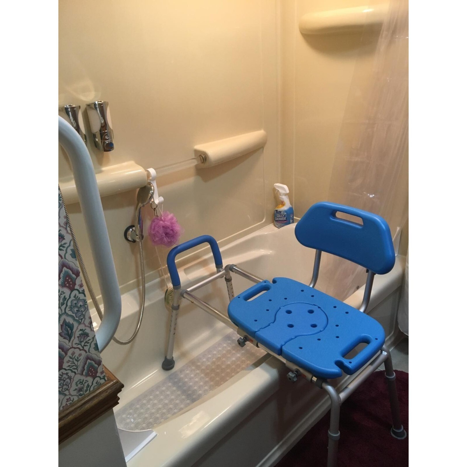 Sliding Shower Chair HydroGlyde Premium Heavy Duty Padded Bathtub