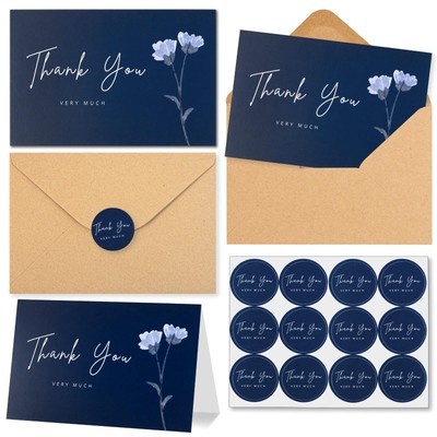 120 Pack Thank You Cards with Envelopes & Stickers - Minimalistic Floral Desi...