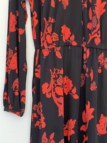 Tory Burch Red Black Mountain Paisley Heavy Jersey Viscose Maxi Dress S POCKETS - Picture 3 of 8