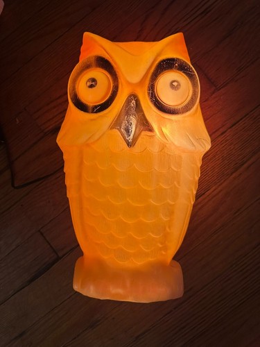 Vintage anni 70 arancione Halloween OWL soffiaggio stampo alto 13,5" con spina luce funzionante - Foto 17 di 17