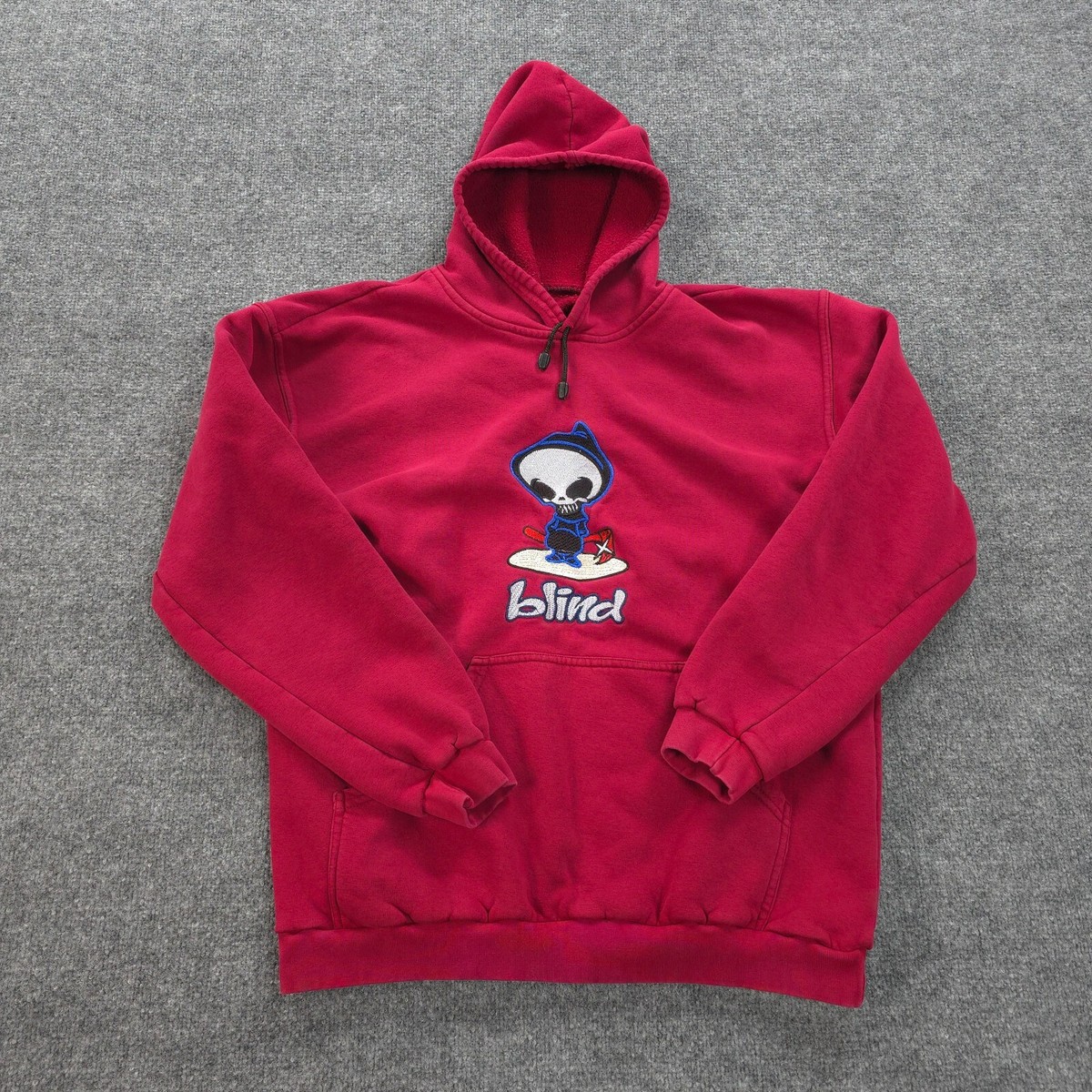 VINTAGE Blind Hoodie Mens Extra Large Red Reaper Logo 