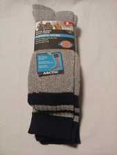 Dickies wool blend boot crew thermal socks, 2-pack, Gray/navy, size 6-12