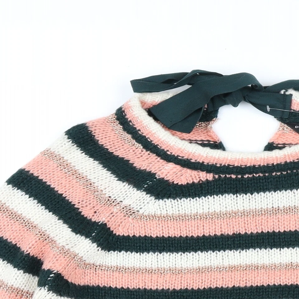 Dorothy Perkins Womens Multicoloured Round Neck Striped Acrylic Pullover Jumper  - Image 3 of 4