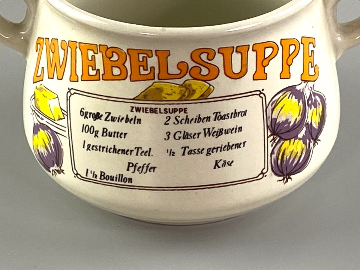 Vintage Zwiebelsuppe French Onion Soup Ceramic Recipe Mug Two