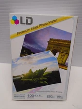 LD Premium Inkjet Photo Paper 4" x 6" Glossy Finish Resin Coated 100 Sheets NEW
