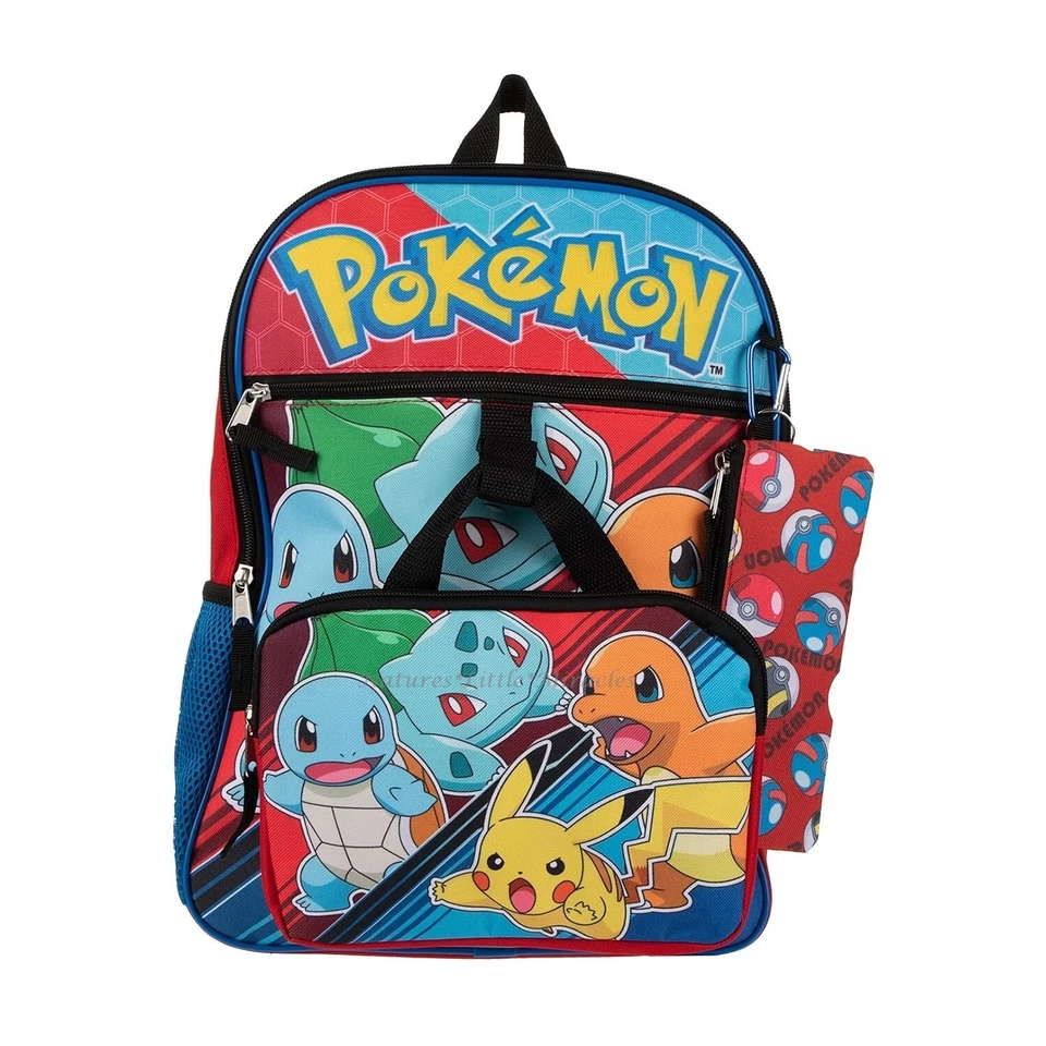 Mochila Pokémon de 5 piezas acolchada utilitaria estuche para juegos bolsa de lápices bolso Pikachu nueva con etiquetas Foto 3 de 4