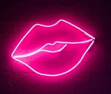 Lips Kiss Pink Acrylic Neon Sign 14" Light Lamp Show Bar Club Party MM