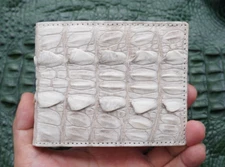 White Genuine Crocodile Tail Leather Skin MEN'S BIFOLD Wallet #R31