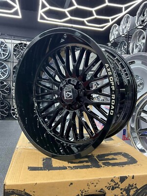 4 22X12 AXE KRATOS  RIMS TIRE PACKGES ALL GLOSS BLACK 6x139 & 6x135 w/ 3054522