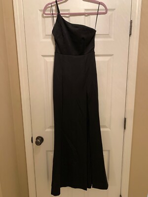 strapless open back dress One Shoulder Black Maxi Dress main image 1