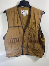 Vintage Duck Bay Men Large Quilted Shooting Hunting Vest Pockets Cotton Brown