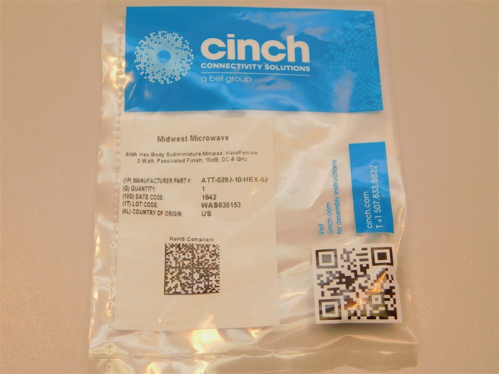 Atténuateur Fixe Micro-ondes Midwest 3dB - DC-8GHz, 2W, Connecteurs SMA - Occasion Vérifié