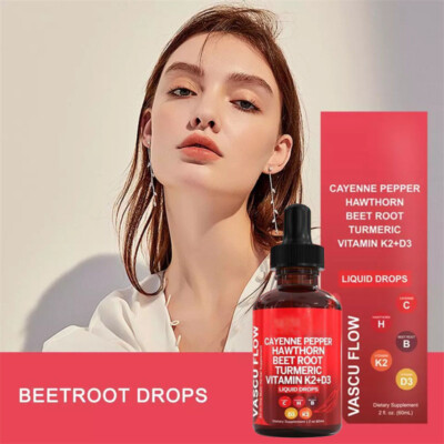 Nutra Vascu Flow Cayenne Pepper Liquid Drops Hawthorn Root Vitamin 1-3Packs