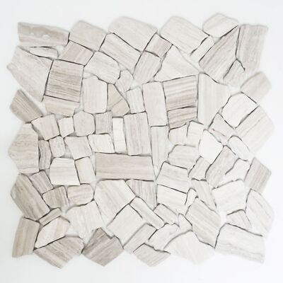 Mosaik Bruch Marmor Naturstein Polygonal Grau Streifen hellgrau silber ...