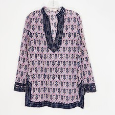 Tory Burch Printed Cotton Tory Tunic in Dynasty Purple Size 6