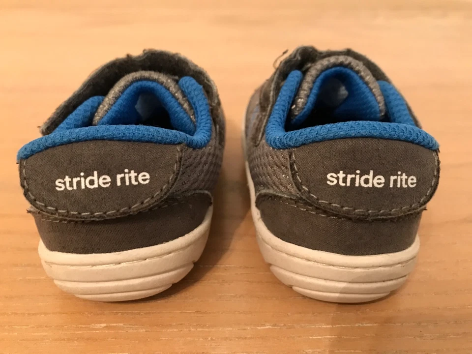 Stride Rite, Wonder Nation Infant Boys Shoes 2 Pair Blue & Gray Size 4 - Image 3 of 4