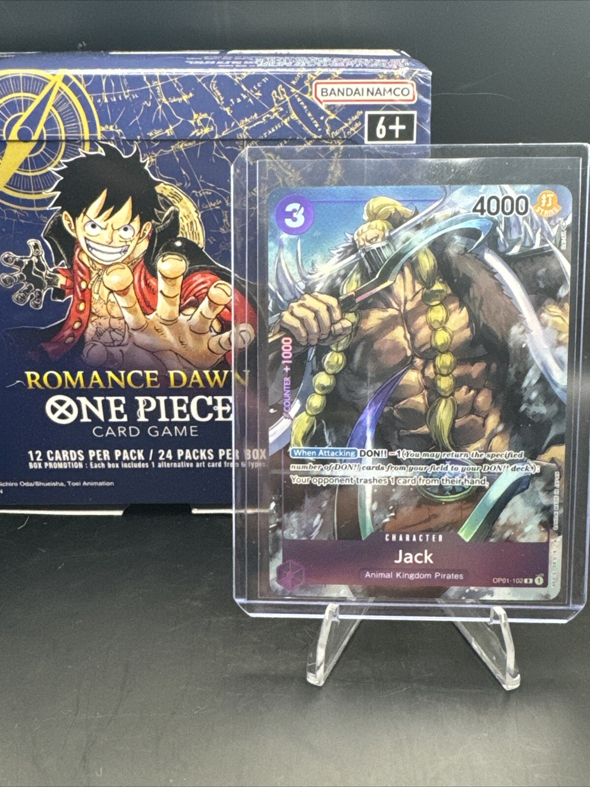One Piece Jack OP01-102 R Alt Art Parallel Foil Romance Dawn English NM