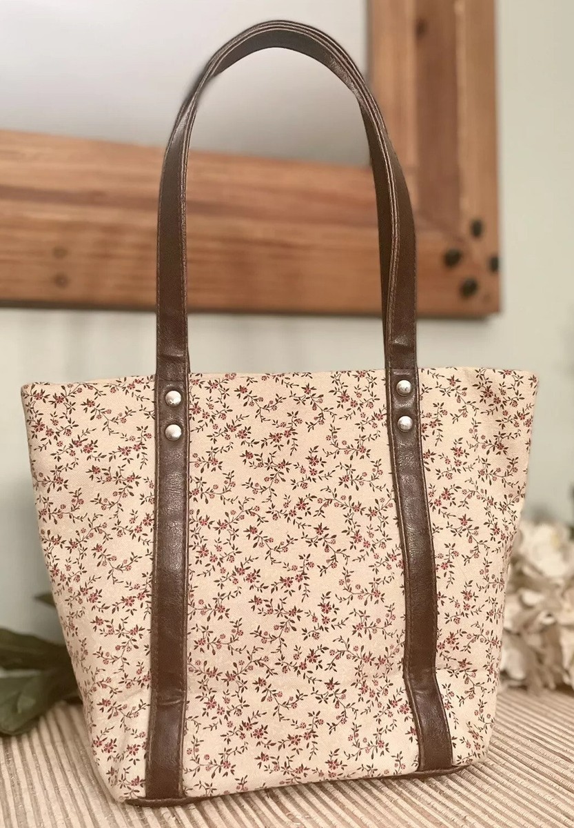 Vintage Longaberger Homestead Floral Handbag Fabric Travel Tote