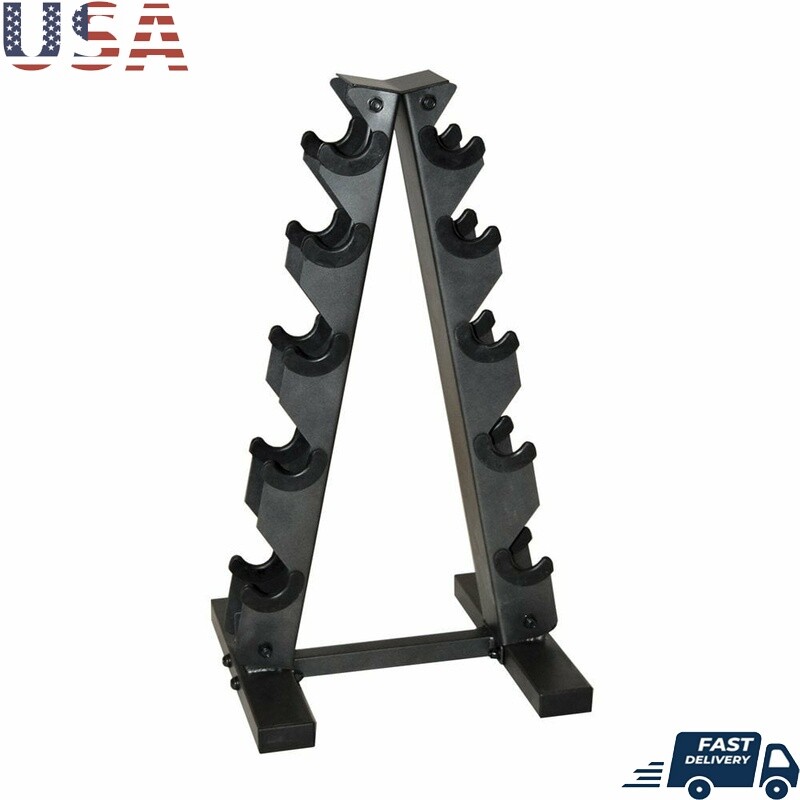 A-Frame Dumbbell Rack 5 Pairs Space Saver Hex Dumbbells Home Gym Storage New