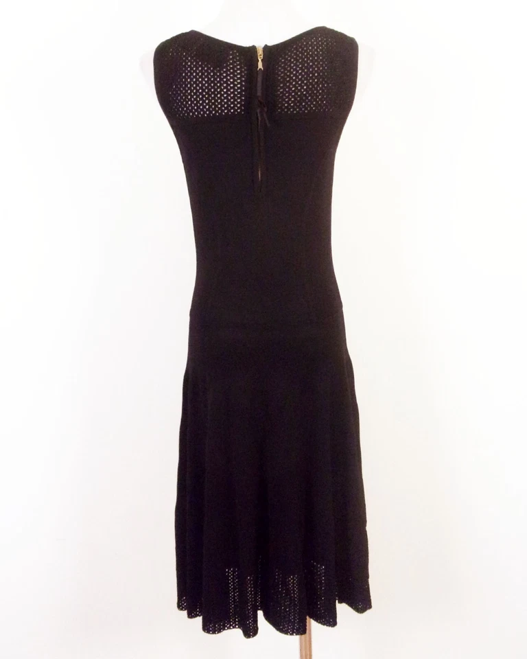 Usado en Excelente Condición Vestido Cynthia Rowley Tejido Pequeño Negro Sólido Línea A Rayón Nylon Talla S Foto 4 de 4