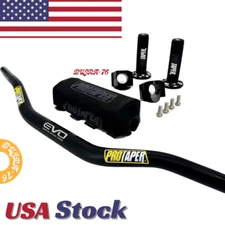 Original Black PRO TAPER Handlebar Fat Bar DIRT BIKE 1 1/8'' Full Set GRIPS Pads