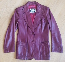 1975 Classic Leather Fitted Jacket Blazer Burgundy Women 11/12- Euc- Free Clutch