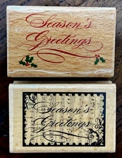 2 STUDIO G Elegant Season's Greetings Rubber Stamps Music Score Holly Holiday