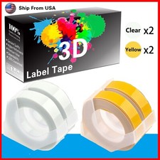  2Clear 2Yellow Label Tape 3D Work for Dymo 20008 1540 Dymo 15447