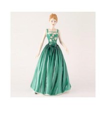 SALE Royal Doulton Andrea In Green Dress With Floral Motives - Made in England 