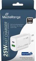 Mediarange LadegeräT Power Adapter 25 Watt Gan 1X USB-A + 1X USB-C Weiß