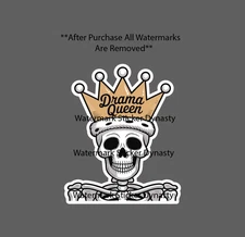 Drama Queen Sticker Waterproof Decal Skeleton Bones Crown Dramatic Gift NEW