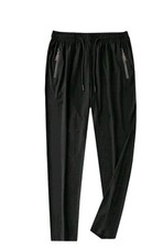 Men's Casual Pants Stretch Slim Fit Lightweight Breathable, Elastic Leg Cuff Sm