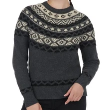 Ski-Doo Women's Fair Isle Snowmobile Winter Sweater, GREY, 100% Acrylic Material