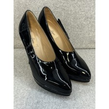 Valentino Platform Slip On High Heel Pumps Black Patent Leather US Size 8