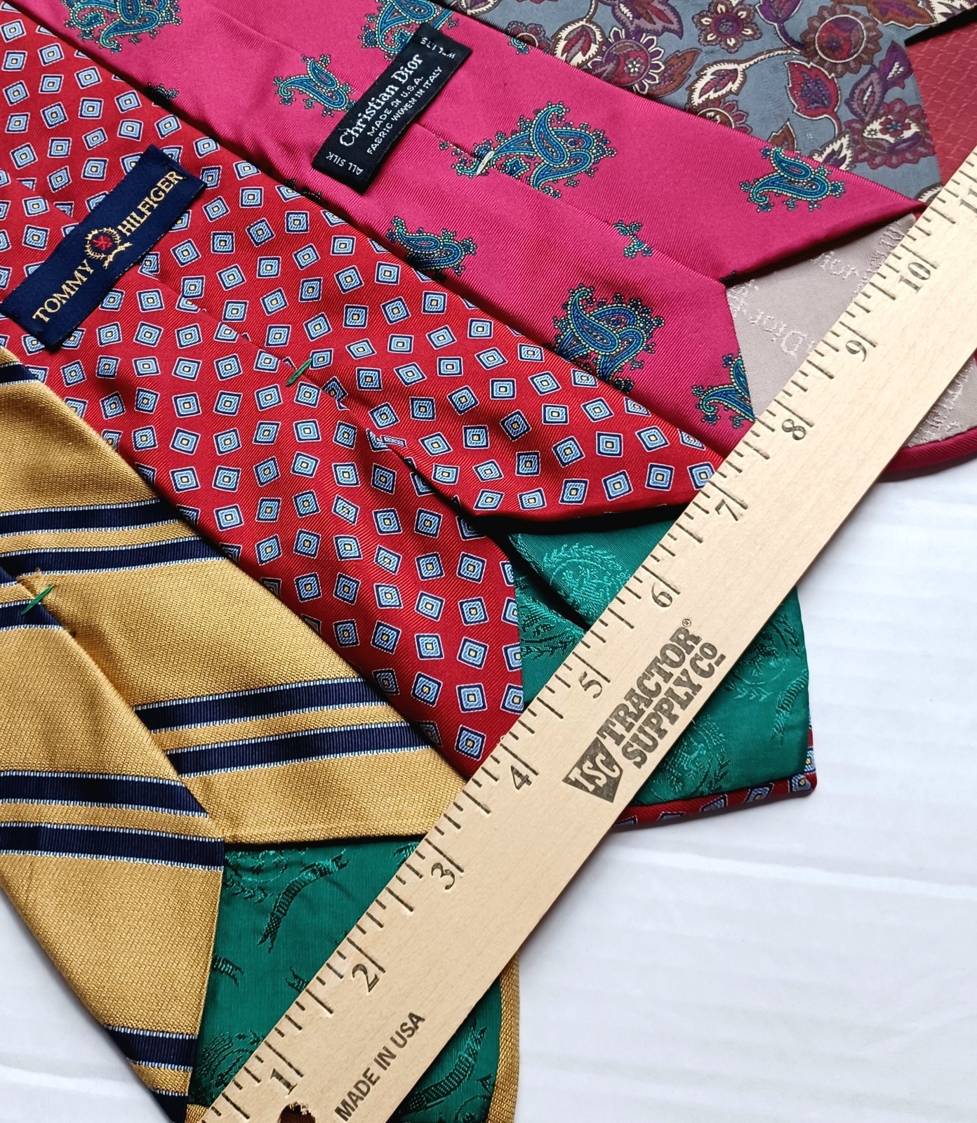 Vintage Designer Silk Tie Lot Dior Polo Oscar Hilfiger Classic Width 12pc thumbnail 7